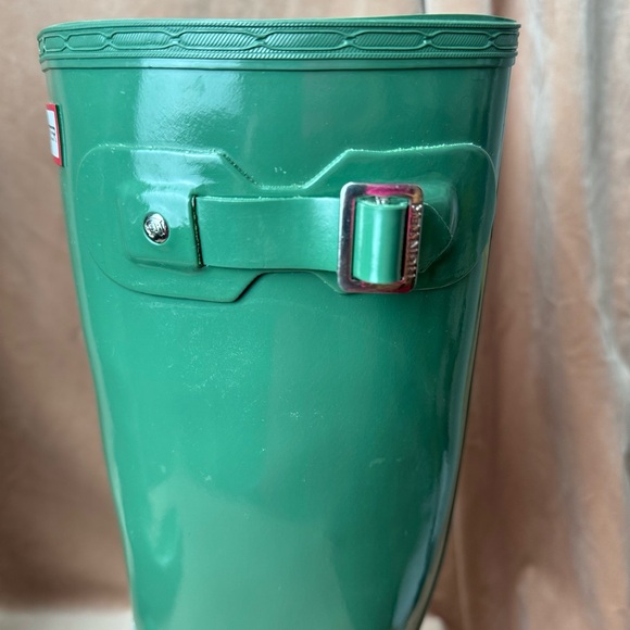 HUNTER ORIGINAL TALL GLOSS RAIN BOOTS, JADE SIZE 7/8 - Picture 5 of 10